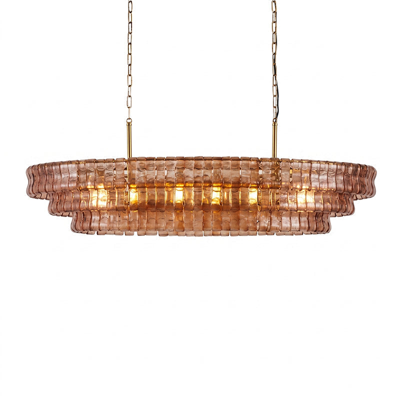 The smoke grey Albano Chandelier in a contemporary setting.