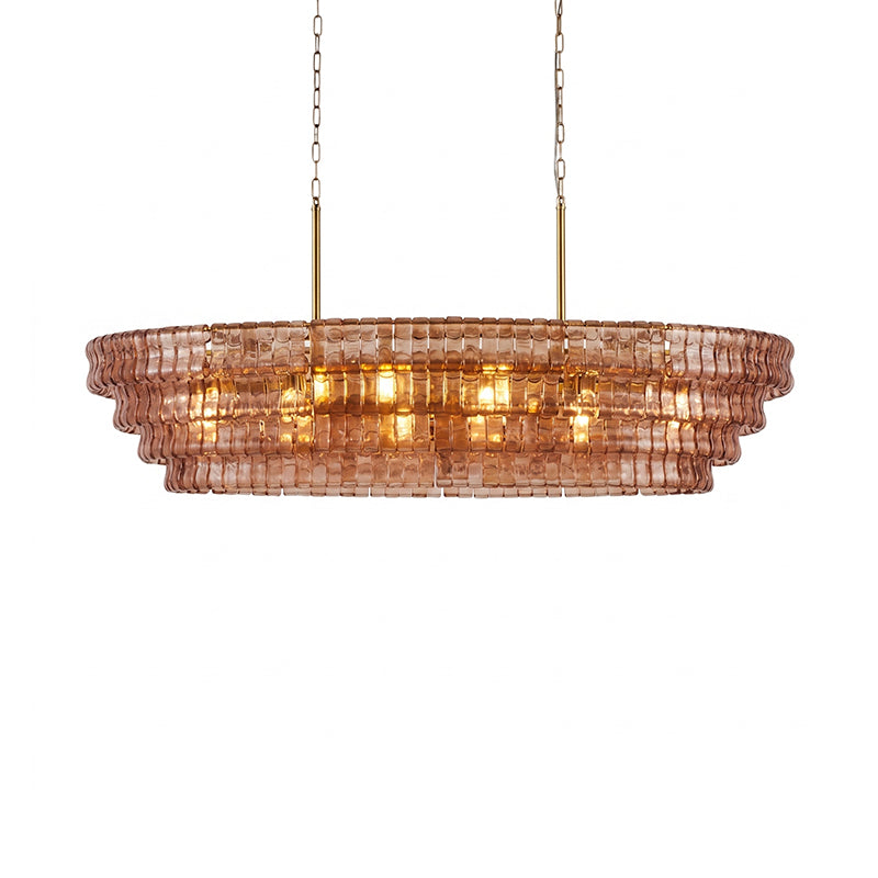 Angled shot of the Albano Chandelier in a clear glass finish.