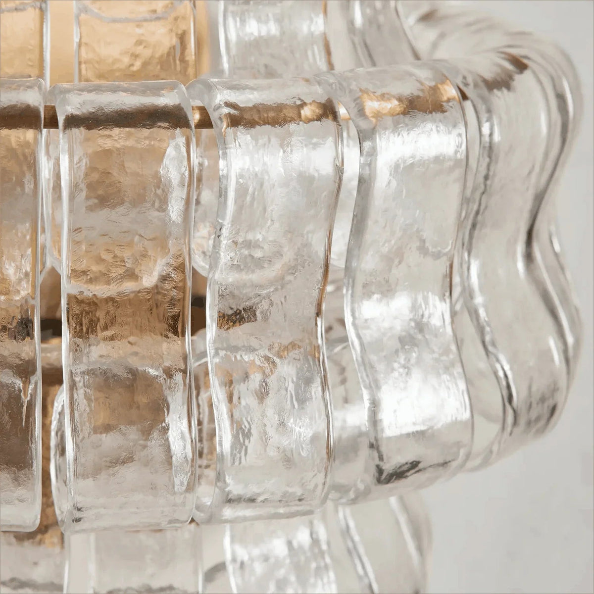 Albano Wall Lamp in amber glass, detail of the tiered structure.