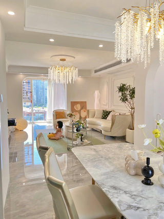 Lustra Lustre Doré Cristal Branche Élégant