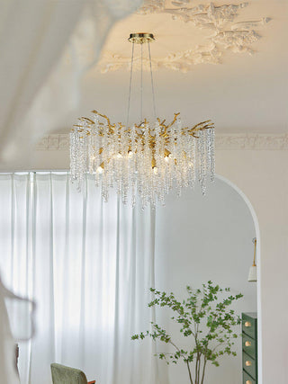 Lustra Lustre Doré Cristal Branche Élégant