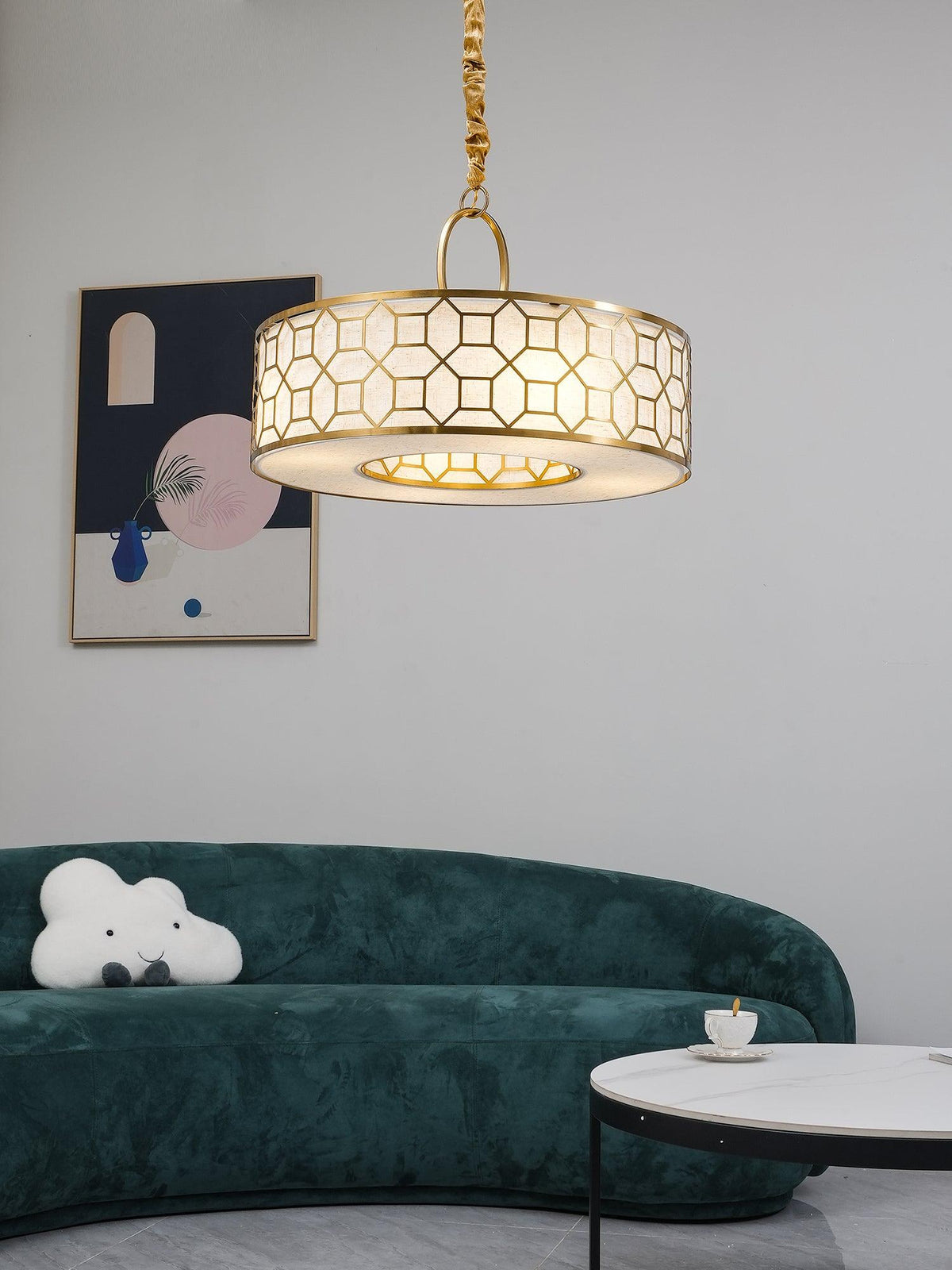 Darenuna Suspension Ronde en Cuivre et Verre Élégante