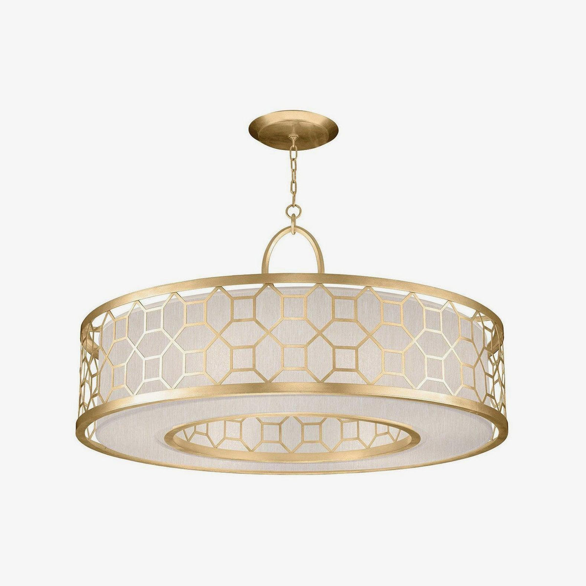 Darenuna Suspension Ronde en Cuivre et Verre Élégante