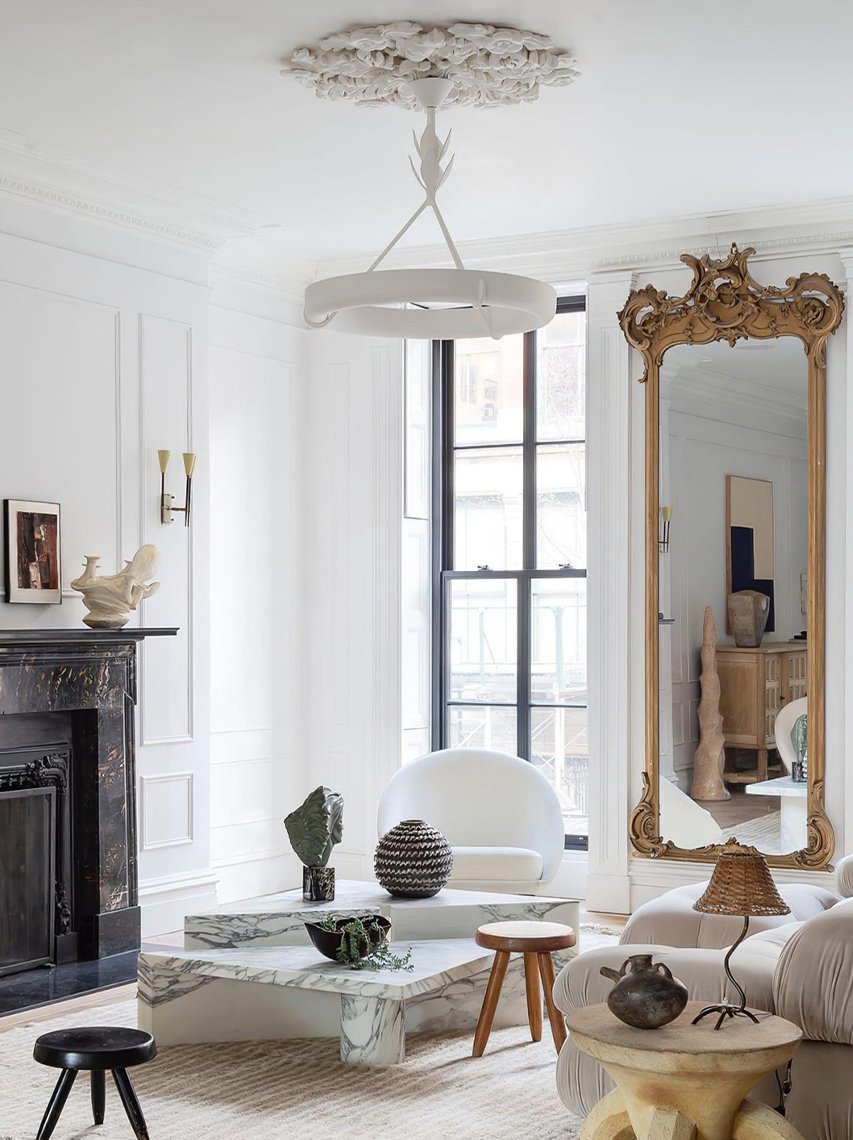 Tinsley Plaster Chandelier-Neutral Decor