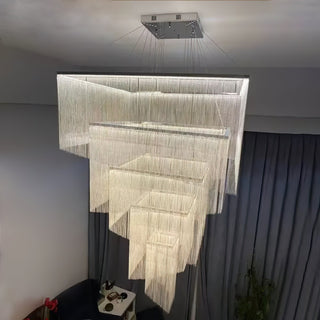 Caeluvyn Lustre Métallique à Chaîne et Franges Postmoderne
