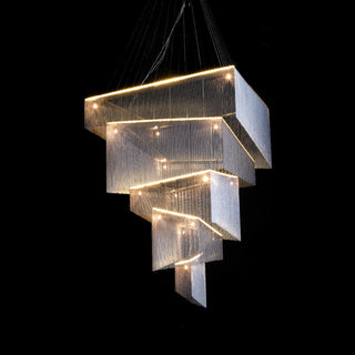 Caeluvyn Lustre Métallique à Chaîne et Franges Postmoderne