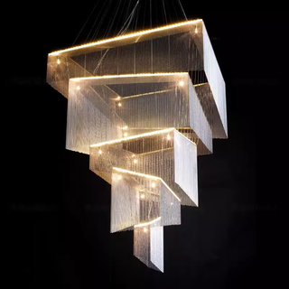 Caeluvyn Lustre Métallique à Chaîne et Franges Postmoderne