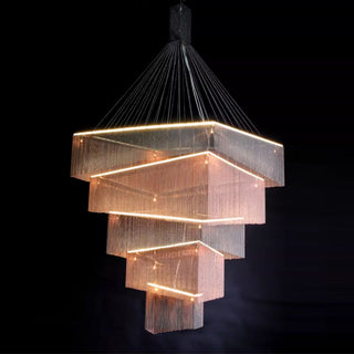 Caeluvyn Lustre Métallique à Chaîne et Franges Postmoderne