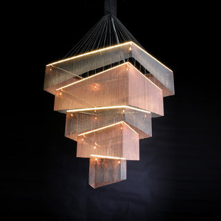 Caeluvyn Lustre Métallique à Chaîne et Franges Postmoderne