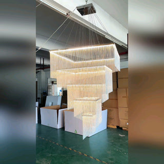 Caeluvyn Lustre Métallique à Chaîne et Franges Postmoderne