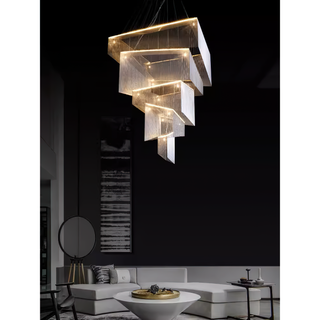 Caeluvyn Lustre Métallique à Chaîne et Franges Postmoderne