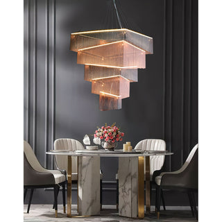 Caeluvyn Lustre Métallique à Chaîne et Franges Postmoderne