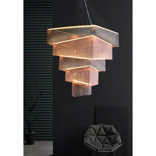 Caeluvyn Lustre Métallique à Chaîne et Franges Postmoderne