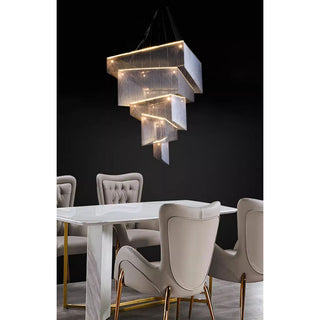 Caeluvyn Lustre Métallique à Chaîne et Franges Postmoderne