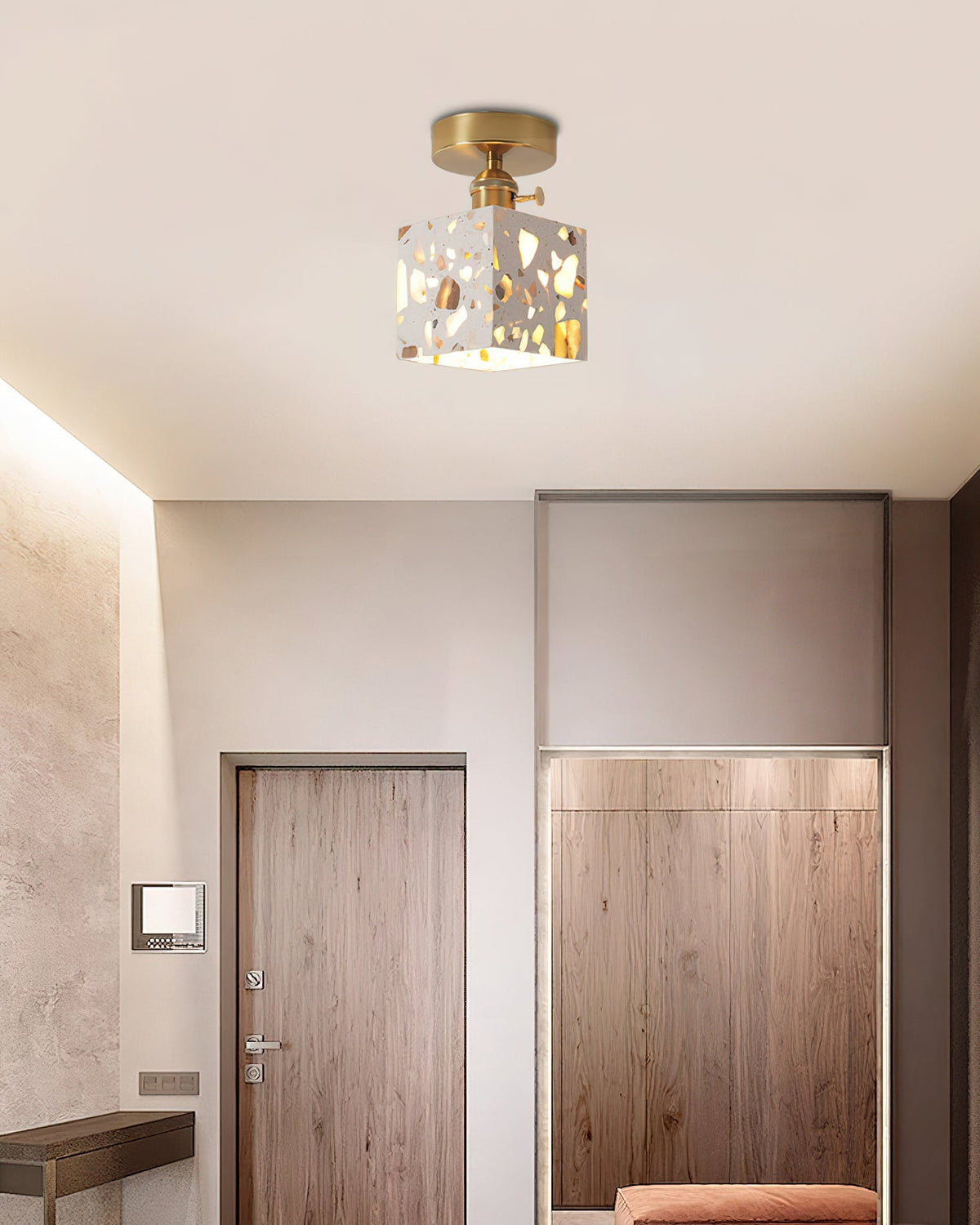 Alvaro Ceiling Lamp installed in a modern living room, casting a warm glow.