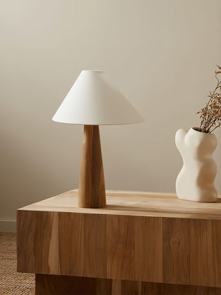 Mirose Lampe de Table en Bois Et Tissu Rustique