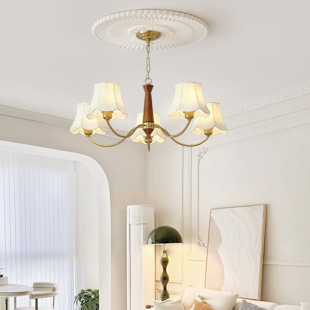 Taleria Lustre Laiton Tissu Bras Courbés