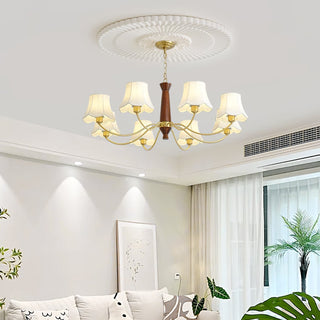 Lustra Lustre Laiton Tissu Bras Courbés