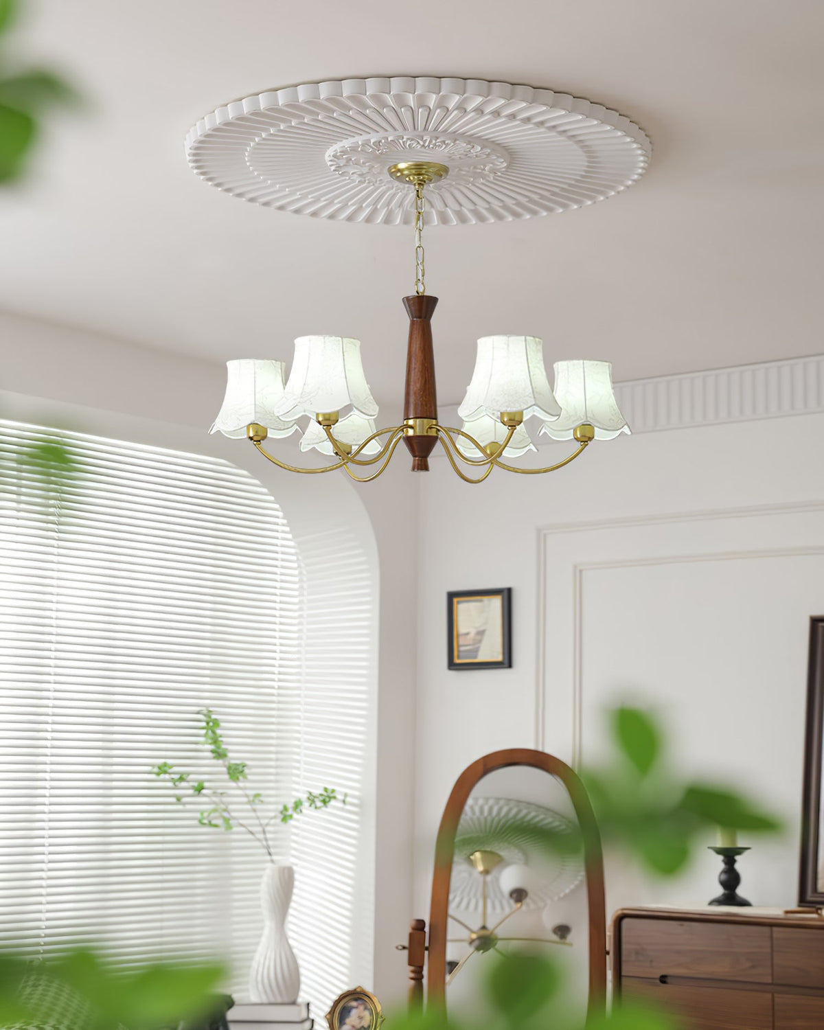 Taleria Lustre Laiton Tissu Bras Courbés