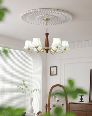 Lustra Lustre Laiton Tissu Bras Courbés