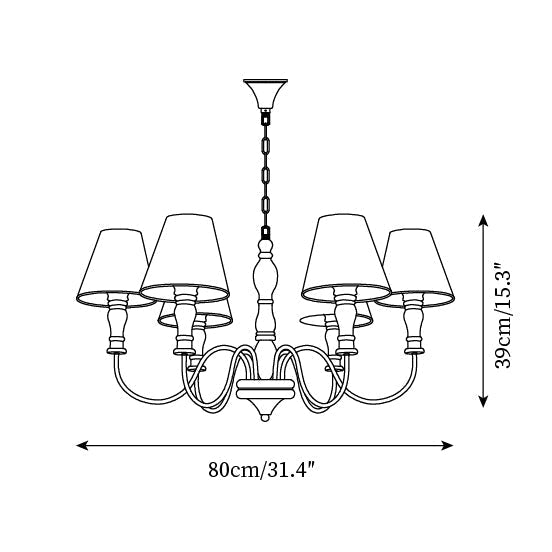 Florinda Floral Fabric Shade Chandelier with Wooden Arms-Neutral Decor