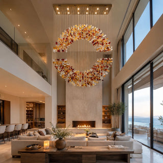 Amber Crystal Halo Chandelier-Neutral Decor
