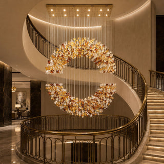 Amber Crystal Halo Chandelier-Neutral Decor