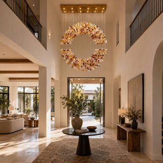 Amber Crystal Halo Chandelier-Neutral Decor