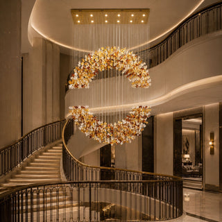 Amber Crystal Halo Chandelier-Neutral Decor