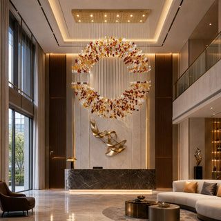 Amber Crystal Halo Chandelier-Neutral Decor