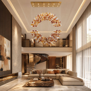 Amber Crystal Halo Chandelier-Neutral Decor