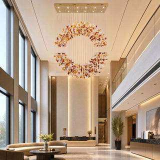 Amber Crystal Halo Chandelier-Neutral Decor