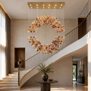 Amber Crystal Halo Chandelier-Neutral Decor
