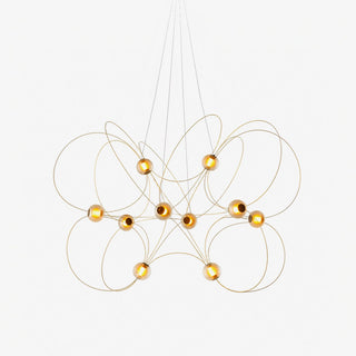 Amber Glass Orb Loop Chandelier-Neutral Decor