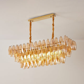 Aurora Lustre Rectangulaire en Verre Prism Ambre Superposé