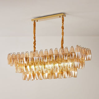 Aurora Lustre Rectangulaire en Verre Prism Ambre Superposé