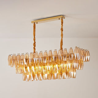 Aurora Lustre Rectangulaire en Verre Prism Ambre Superposé