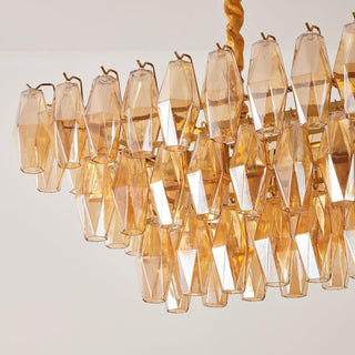 Aurora Lustre Rectangulaire en Verre Prism Ambre Superposé