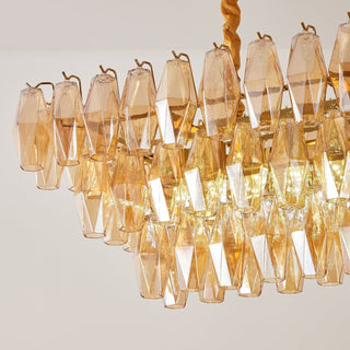 Aurora Lustre Rectangulaire en Verre Prism Ambre Superposé