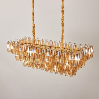 Aurora Lustre Rectangulaire en Verre Prism Ambre Superposé
