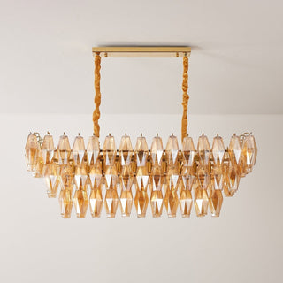 Aurora Lustre Rectangulaire en Verre Prism Ambre Superposé