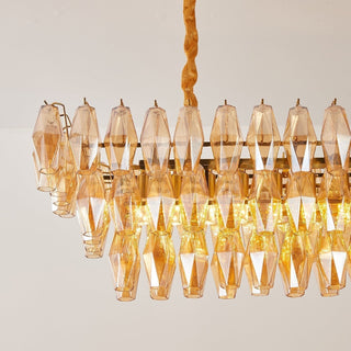 Aurora Lustre Rectangulaire en Verre Prism Ambre Superposé