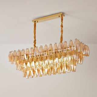 Aurora Lustre Rectangulaire en Verre Prism Ambre Superposé