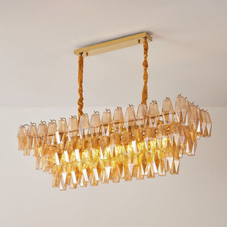 Aurora Lustre Rectangulaire en Verre Prism Ambre Superposé