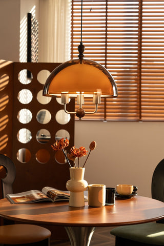 Amber Dome Shaped Pendant Light-Neutral Decor