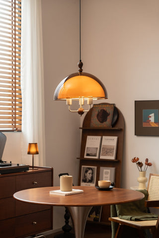 Amber Dome Shaped Pendant Light-Neutral Decor