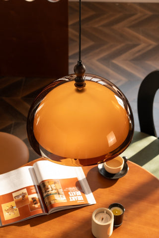 Amber Dome Shaped Pendant Light-Neutral Decor