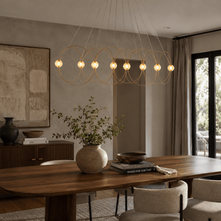 Amber Glass Orb Loop Chandelier-Neutral Decor