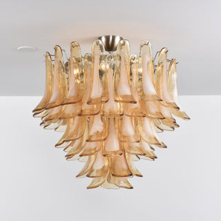 Aurora Plafonnier Ambre Pétale Verre Superposé Vintage