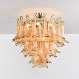 Aurora Plafonnier Ambre Pétale Verre Superposé Vintage